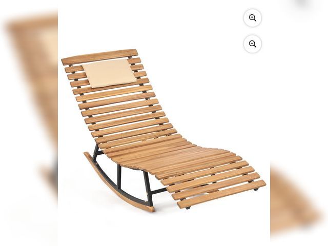 Lot 96-225884 - Costway Patio Rocking Chaise Lounge Acacia Wood Rocking Sun Lounger with S-Shaped Seat MSRP $109.99 ...
