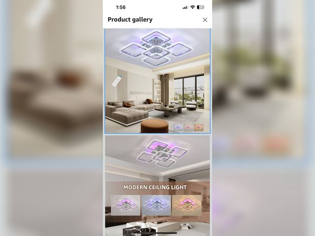 Lot 96-169669 - Modern LED Ceiling Lights,80W Flush Mount Ceiling Light with Remote,5 Squares Dimmable Brightness, A...