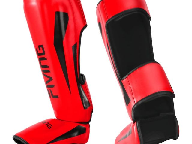 Lot 96-164061 - MMA Martial Arts Shin Guards – Padded, Adjustable Muay Thai Leg Guards with Instep Protection for Ki...