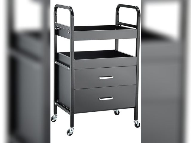 Lot 96-164338 - Beauty Salon Trolley, Hair Salon Cart with Drawers, 4-Tier Rolling Esthetician Side Table with Wheel...
