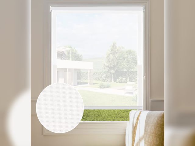 Lot 96-177491 - Persilux Light Filtering Roller Shades and Blinds for Windows (29" W x 72" H, Off White) Flame Retar...