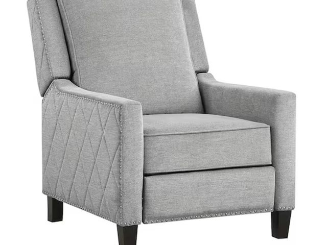 Lot 96-211115 - Lazzara Duke Gray Textured Fabric Upholstered Push Back Recliner MSRP $271.27 Unused