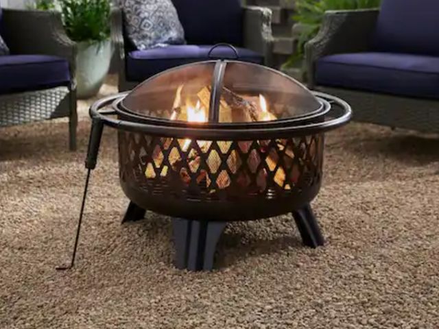 Lot 96-210928 - Hampton Bay
Piedmont 29.6 in. W Black Steel Wood Outdoor Fire Pit with Screen and Poker Included
Ope...