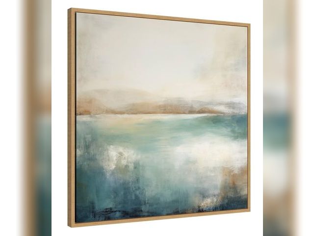 Lot 96-170945 - Kate and Laurel Sylvie Abstract Calming Lake Landscape Framed Canvas Wall Art by The Creative Bunch ...