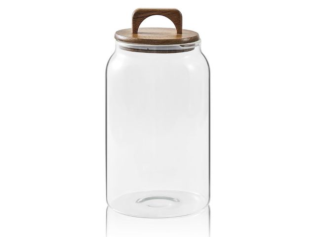 Lot 96-230659 - Sweejar Large Glass Candy Jars with Wooden Lids, 1 Gallon Glass Jar with Lid, Sugar/Flour Storage Co...