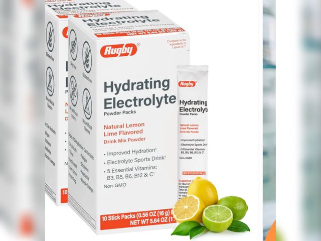 Lot 96-200853 - Rugby Hydrating Electrolyte Powder Packs - Drink Mix Powder Packets with 5 Vitamins - Improved Hydra...