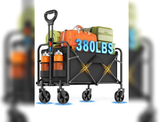 Lot 96-173714 - Collapsible Wagon Cart Foldable Beach Wagon with All-Terrain Wheels - 380 LBS Heavy Duty Grocery Car...