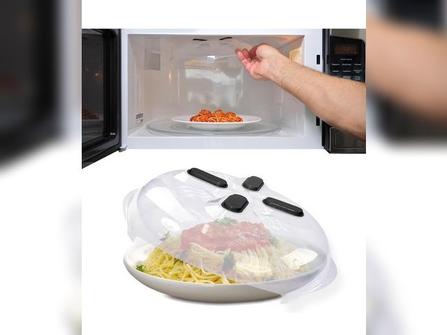 Lot 96-192094 - HOVER COVER Magnetic Microwave Splatter Cover, Clear Microwave Cover for Food - Vented &amp; Magneti...
