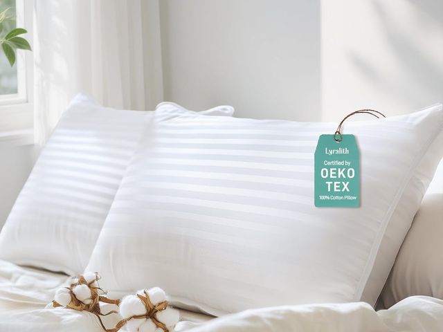 Lot 96-170572 - Hypoallergenic Cotton Cover with Soft Down Alternative Pillows, Standard/Queen Size Set of 2, Luxury...