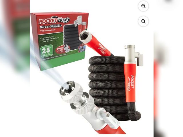 Lot 96-164838 - Pocket Hose Silver Bullet 2.0 Expandable Garden Hose AS-SEEN-ON-TV Expands to 25 FT New