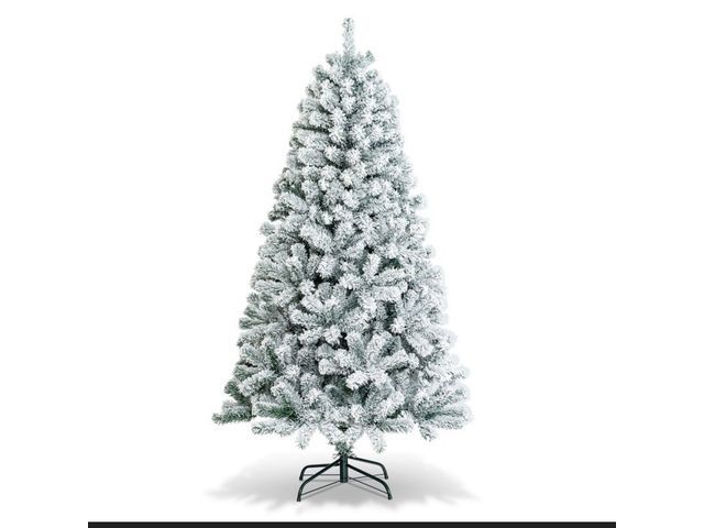 Lot 96-190008 - Costway 6ft Snow Flocked Hinged Artificial
Christmas Tree Unlit Metal
New 
MSRP $100.00