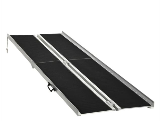 Lot 96-160263 - HOMCOM 10' Skidproof Portable Wheelchair Ramp for Home, Steps, Doorways, Carpeted Foldable Handicap ...