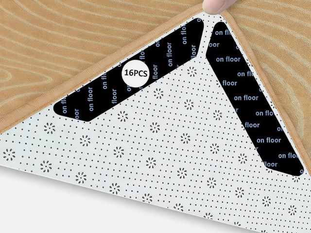 Lot 96-233052 - 16 PCS Rug Gripper Pads Keep Area Rugs Corners from Curling, Reusable Double-Sided Stickers Holds Do...