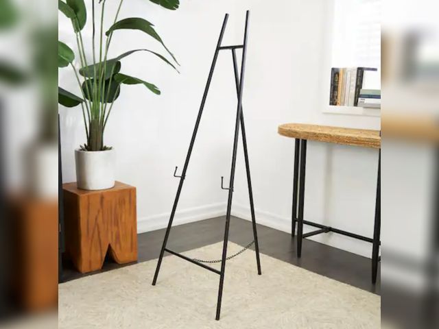 Lot 96-173605 - Litton Lane 
56 in. Black Metal Display 3 Tier Geometric Easel New