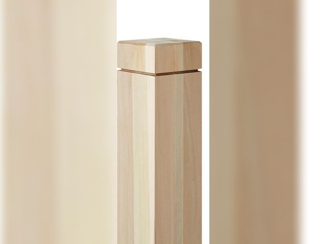 Lot 96-177854 - Appears To Be A Black Solid Poplar Stair Newel Post with a Single Groove Notched Newel Wood Baluster...