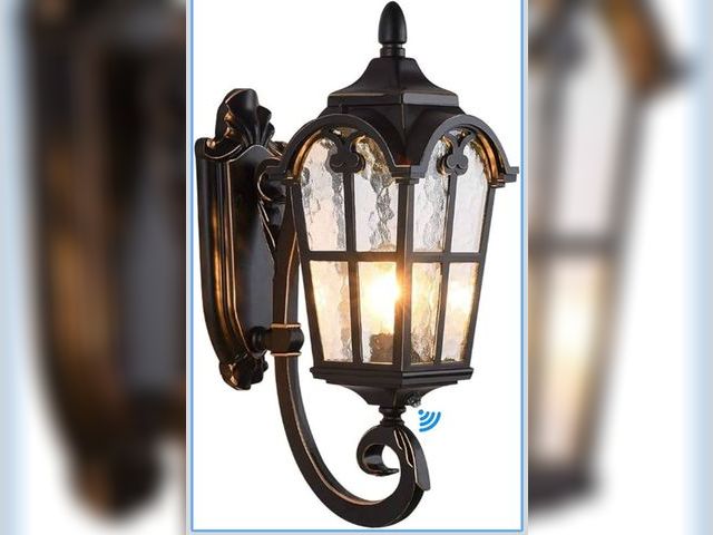 Lot 96-171077 - LONEDRUID Dusk to Dawn Sensor Outdoor Wall Light Fixtures Black Roman 17.71" H Exterior Wall Lantern...