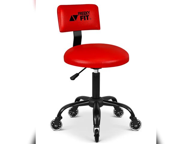 Lot 96-180481 - Rolling Shop Stool with Wheels, Mechanic Garage Stool Chair with Adjustable Height 15.55"-18.3", Hea...