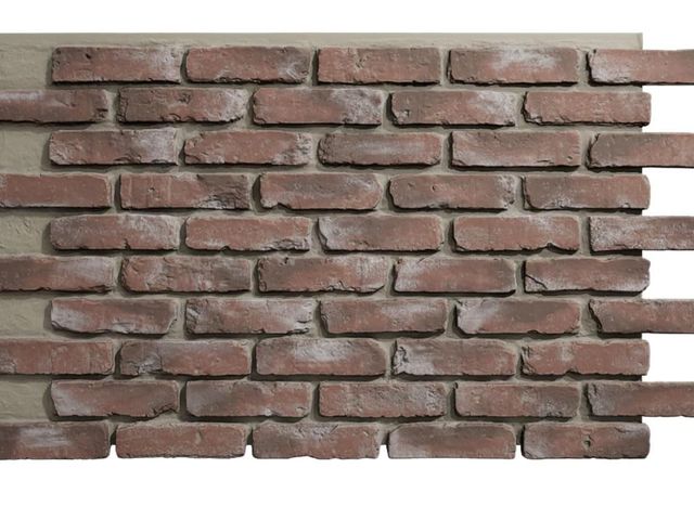 Lot 96-180529 - EverStone Aged Brick Faux Brick Panel, 46 7/8"W x 27"H x 1 1/4"D, Burnished Red Color New