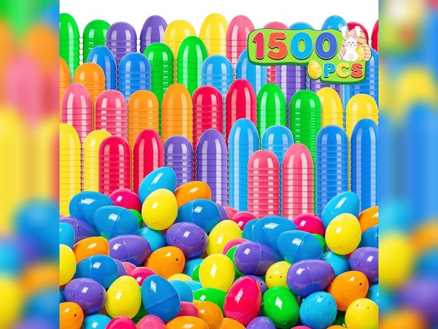 Lot 96-176684 - 1500 PCS 2.4" Plastic Easter Eggs Bulk, Empty Easter Eggs in 8 Colors, Fillable 
New
