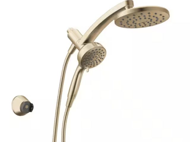 Lot 96-210877 - Delta PivotPro Gold 6-Spray Wall Mount Dual Fixed and Handheld Shower Head in Champagne Bronze MSRP ...