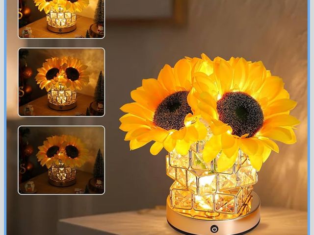 Lot 96-191008 - Sunflower Flower Lamp Gifts for Women, 3 Color Dimming Night Light for Womens Mom Her Daughter Chris...