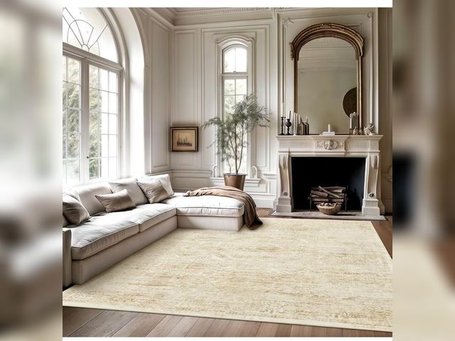 Lot 96-171117 - Washable Area Rug 8x10, Large Soft Rugs for Living Room Vintage Beige 8x10 Area Rugs for Bedroom Din...