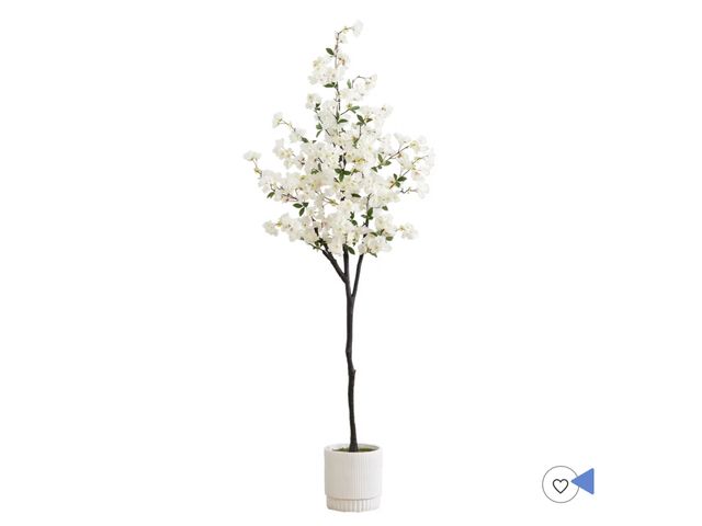 Lot 96-188030 - Nearly Natural 6-ft Artificial Cherry Blossom Tree with White Decorative Planter Used untested