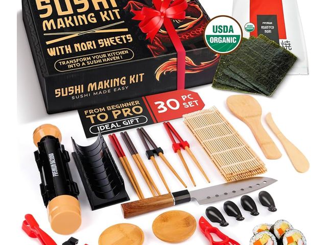 Lot 96-170311 - Sushi Making Kit, Sushi Bazooka Maker Kit &amp; Bamboo Rolling Mat, Easy Roller Kit, DIY Set for Beg...