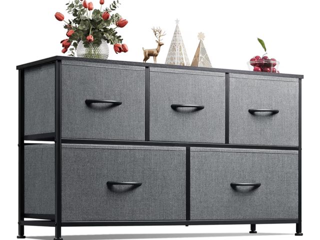 Lot 96-181043 - WLIVE Dresser for Bedroom with 5 Drawers, Wide Chest of Drawers, Fabric Dresser, Storage Organizer U...