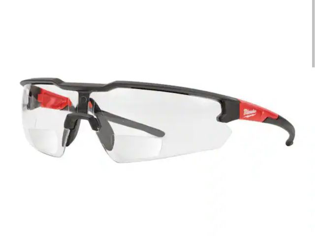 Lot 96-165384 - Milwaukee 
Clear +1.50 Bifocal Safety Glasses Magnified Anti-Scratch Lenses New