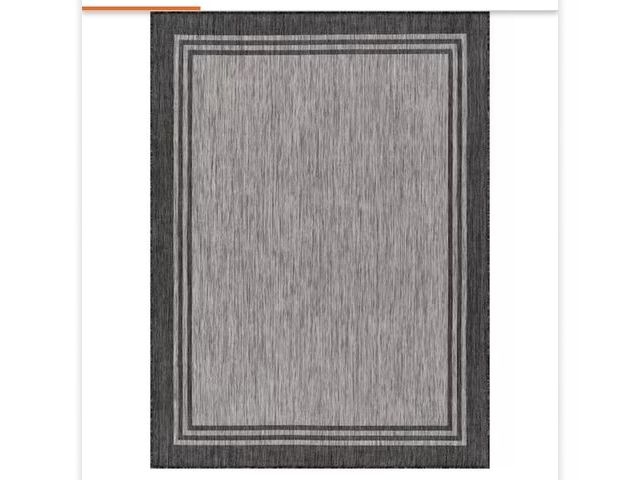 Lot 96-226219 - 10 X 14 Silver Pebble Aloha Washable Bordered Indoor Outdoor Area Rug MSRP $284 New