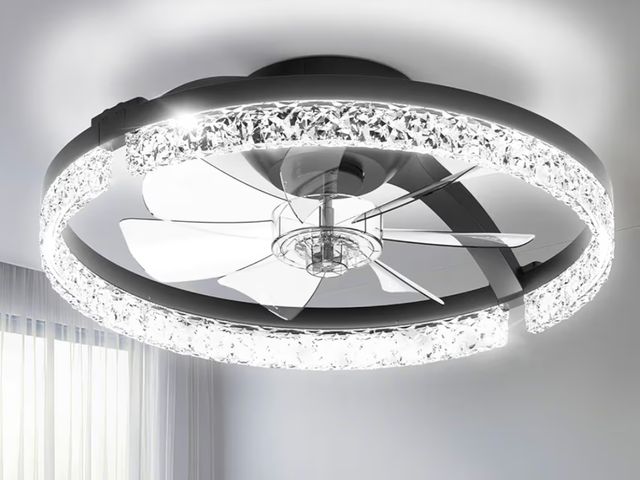 Lot 96-178878 - Ceiling Fans with Lights and Remote Low Profile Flush Mount LED Ceiling Fan with Lights 3000K-6500K ...