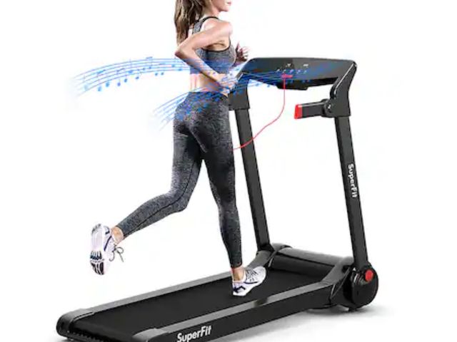 Lot 96-192167 - Costway - 3HP Folding Electric Treadmill Running Machine w/ Speaker - Red New MSRP $559
