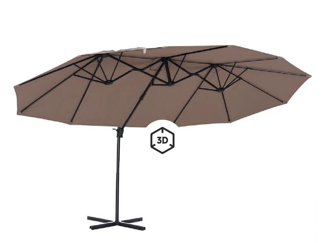 Lot 96-159398 - Outsunny 14ft Patio Umbrella Double-Sided Outdoor Market Extra Large Umbrella with Crank, Cross Base...