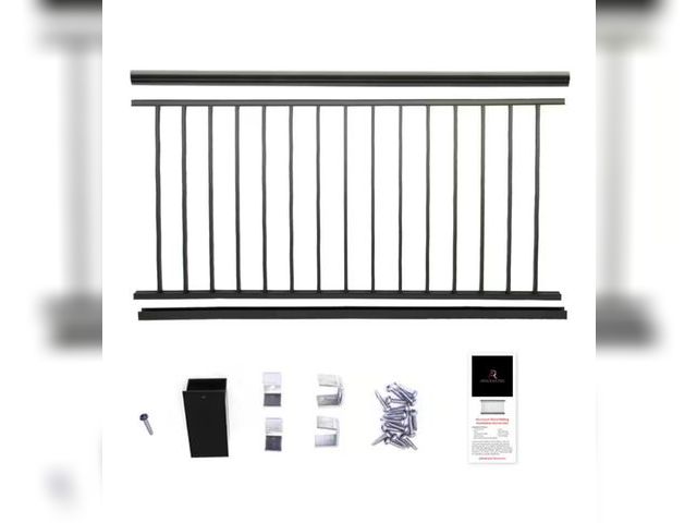 Lot 96-167273 - Aria Railing 36 in. x 69.43 in. Black Powder Coated Aluminum Preassembled Deck Railing MSRP $218, ne...