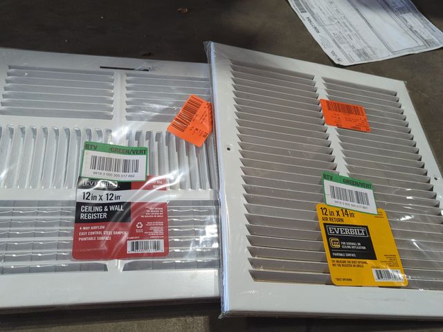 Lot 96-227772 - Bundle of two Floor/Wall Register/Air Return, 12 in by 12 in and 12-in by 16-in. New