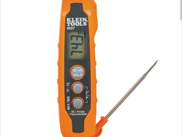 Lot 96-165383 - Klein Tools Infrared Temperature Probe, Single Laser 8:1 IR and Probe Thermometer New