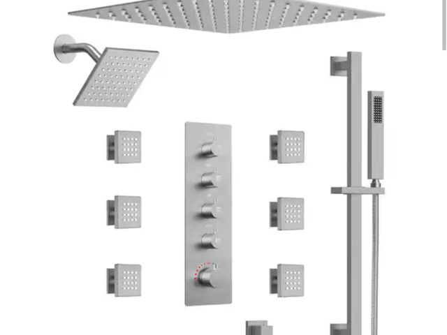 Lot 96-211178 - EVERSTEIN

15-Spray Patterns 16 and 6 in. Ceiling Mount Dual Shower Head and Handheld Shower Head 2....