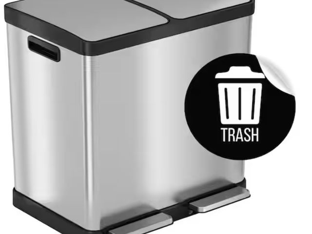 Lot 96-163551 - iTouchless
16 Gal Stainless Steel Rectangular Metal Household Trash Can and Recycle Bin, Trash Stick...