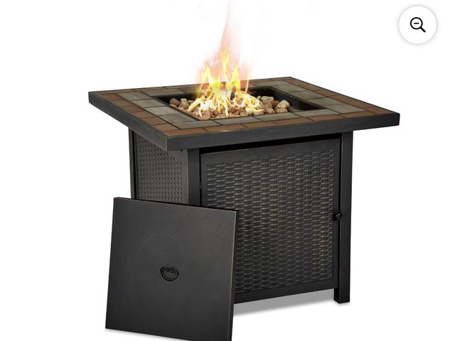 Lot 96-166652 - Living Accents 30" Square LP Gas Fire Pit Table MSRP $243.45 New, front of box has shipping damage b...