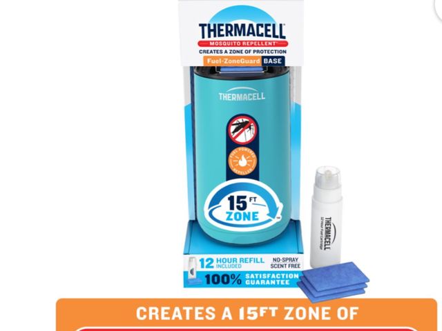 Lot 96-211253 - Thermacell Fuel-ZoneGuard Base Fuel Powered Mosquito Repeller with 12-Hr Refill; Glacial Blue New