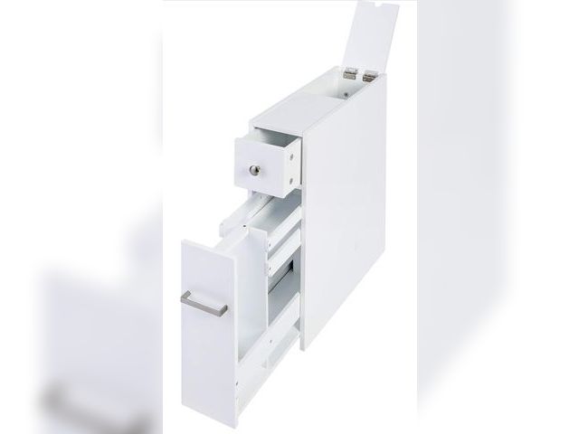 Lot 96-189344 - Spirich Slim Bathroom Storage Cabinet, Free Standing Toilet Paper Holder, Bathroom Cabinet Slide Out...