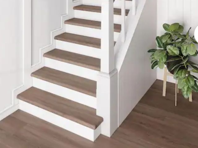 Lot 96-183462 - Cap A Tread 2 Pack Frogtown Valley Walnut 47 in. L x 12.15 in. W x 1.69 in. T Vinyl Overlay Stair Tr...