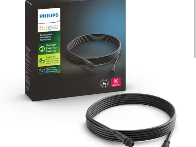 Lot 96-180402 - Philips Hue 16 ft. Outdoor Low Voltage Cable Extension (1-Pack) New