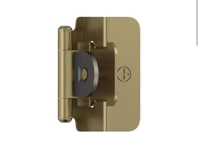 Lot 96-166837 - Amerock 
Golden Champagne 1/2 in. (13 mm) Overlay Double Demountable, Cabinet Hinge (2-Pack) New