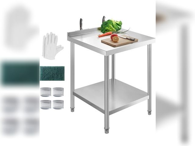 Lot 96-200738 - NSF Stainless Steel Table for Prep &amp; Work with Backsplash 24x18 Inches, Metal Commercial Kitchen...