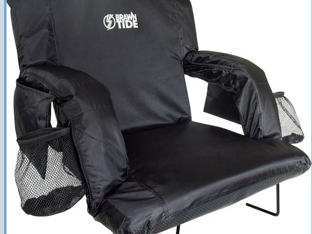 Lot 96-189980 - BRAWNTIDE Stadium Seat with Back Support - Comfy Cushion, Thick Padding, 2 Steel Bleacher Hooks, 4 P...