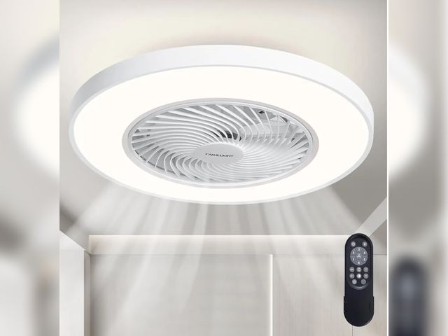 Lot 96-175952 - Lvienews 19.69" Bladeless Ceiling Fan with Light and Remote, Low Profile Enclosed LED Ceiling Fan wi...