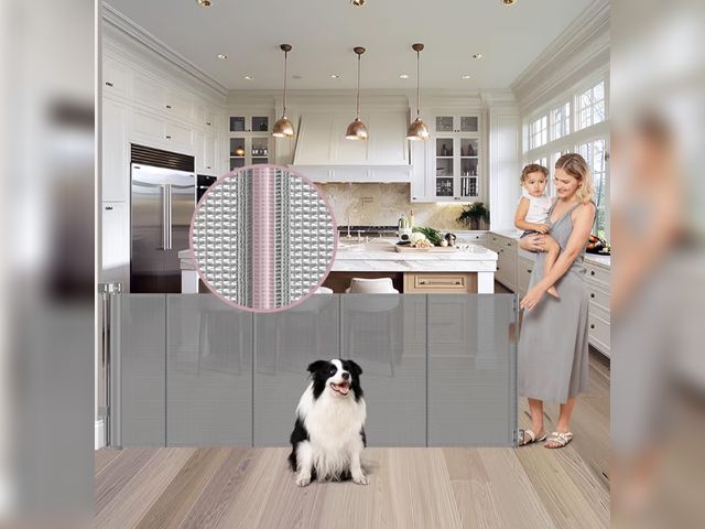 Lot 96-181028 - Reinforced 72" Wide Retractable Dog Gate with Support Rods - Prevent Crawling Under Extra Wide Baby ...