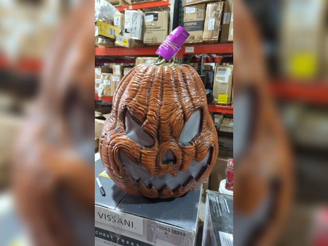 Lot 96-181846 - Halloween Classics Battery Operated LED Grisly Jack-O-Lantern. Backside is dented.